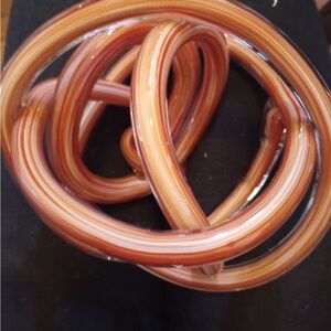 Elegant Swirl Glass Sculpture - Brown and Cream
